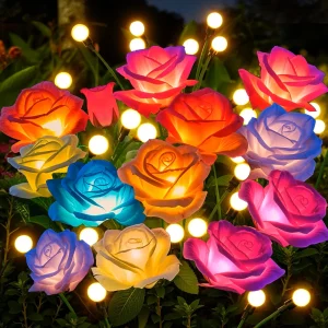4pcs Outdoor Waterproof Solar Rose Lights