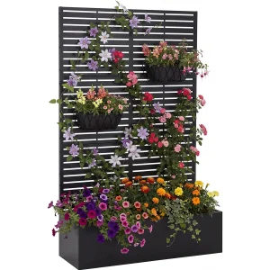 71'' Metal Raised Planter Box With Trellis