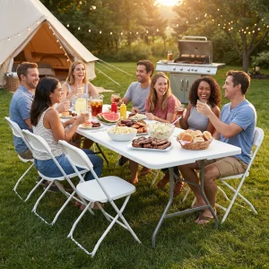 JHK 4/6/8 FT Portable Folding Outdoor Indoor Table