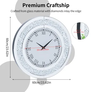 Silver/Tawny Tinted Round Mirror Clock