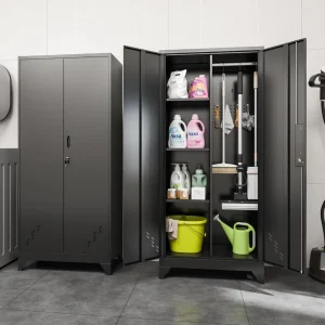 Black Lockable Metal Garage Storage Cabinet