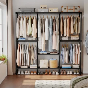 Portable Three Rows Wardrobe Closet