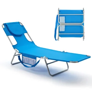 JHK 5-Position Adjustable Recline Beach Lounge Chair