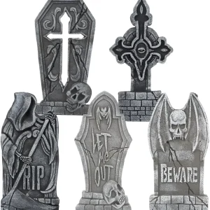 17" Halloween Decorations Outdoor Tombstones 5 Pack